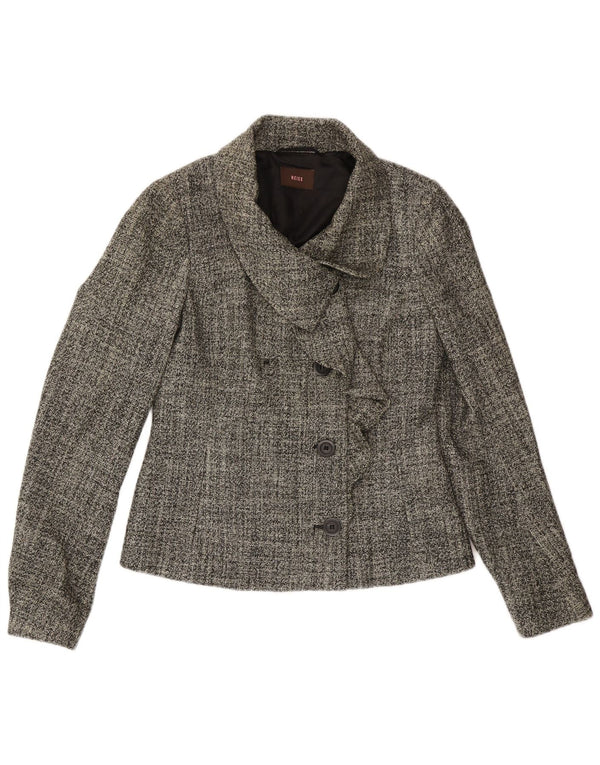 Reiss Veste Blazer 4 Boutons Femme UK 10 Petite Laine Grise
