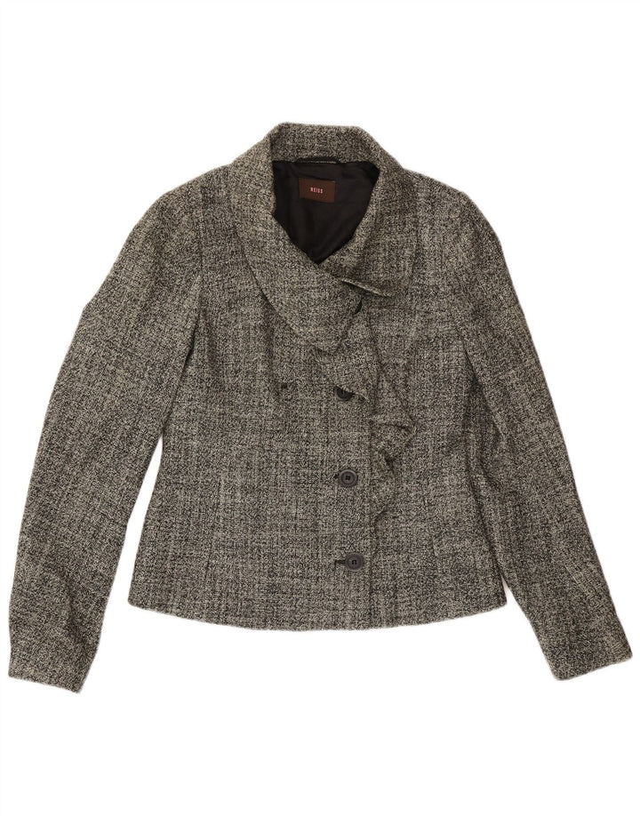 Reiss Veste Blazer 4 Boutons Femme UK 10 Petite Laine Grise