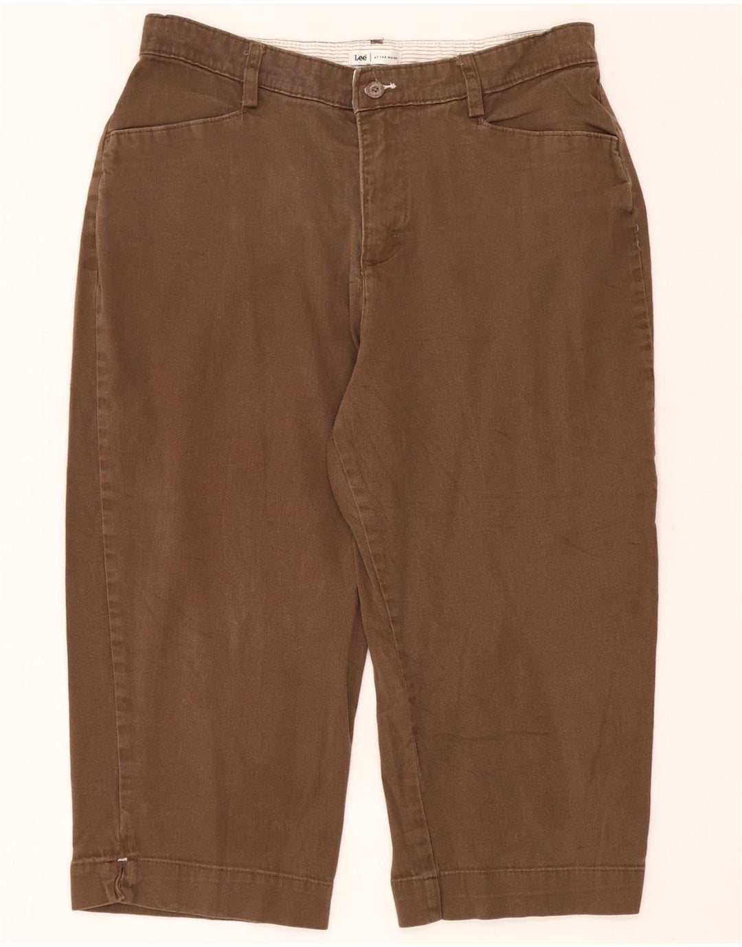 LEE Pantalon Capri Femme US 12 Large W32 L20 Coton Marron