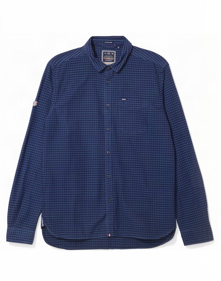 Superdry Chemise Homme 2XL Bleu Marine Vichy Coton