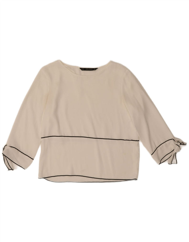 Zara Chemisier à manches 3/4 pour femme UK 6 XS Blanc Polyester