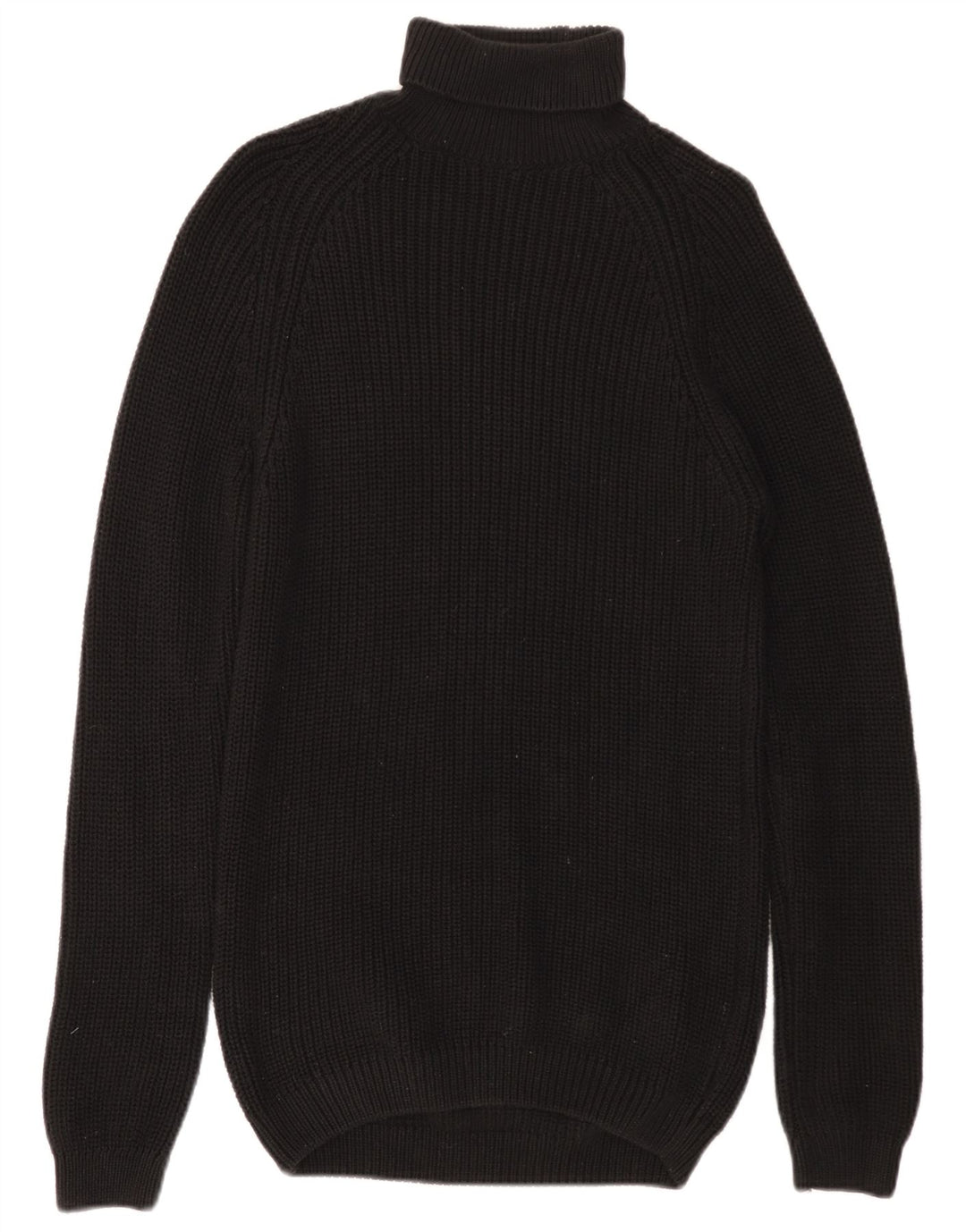 ZARA Pull long à col roulé pour femme UK 14 en coton noir moyen