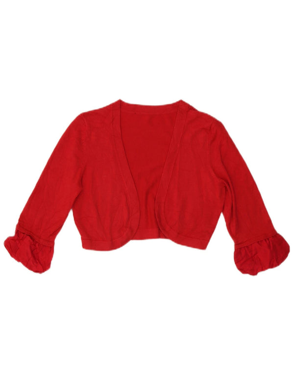 Coast Femmes 3/4 Manches Boléro Cardigan Pull UK 10 Petite Viscose Rouge