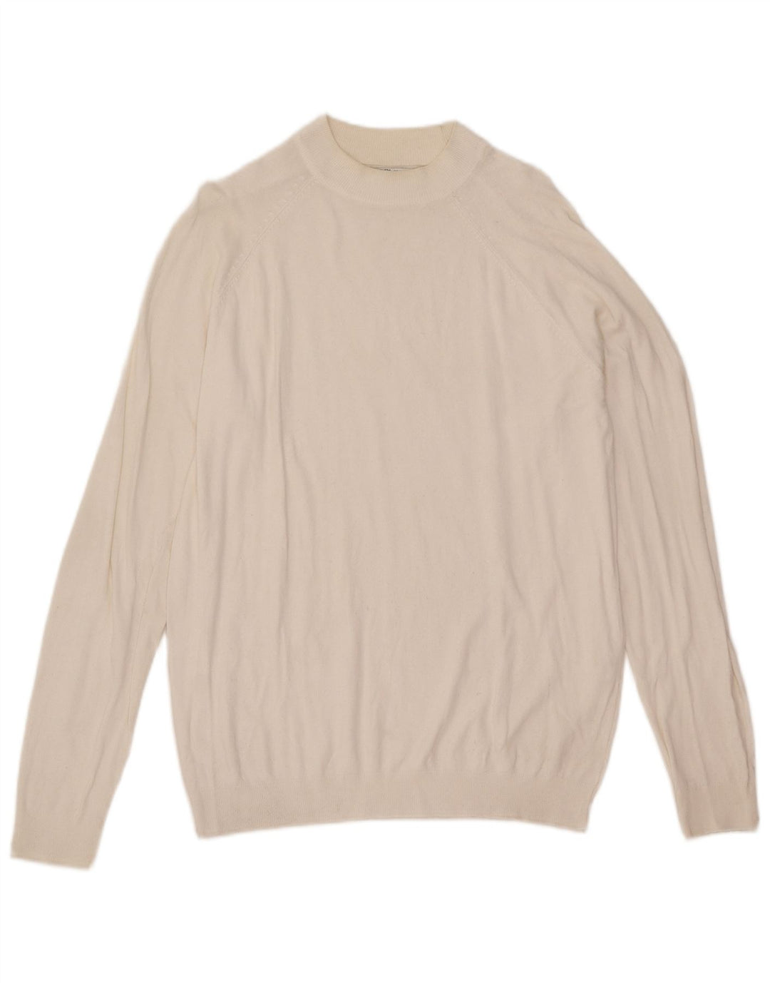 Zara Pull Col Rond Homme Blanc Moyen Viscose