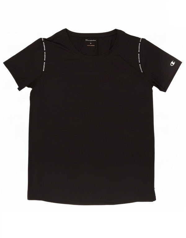 Champion T-shirt graphique pour femme UK 12 Noir moyen Polyester