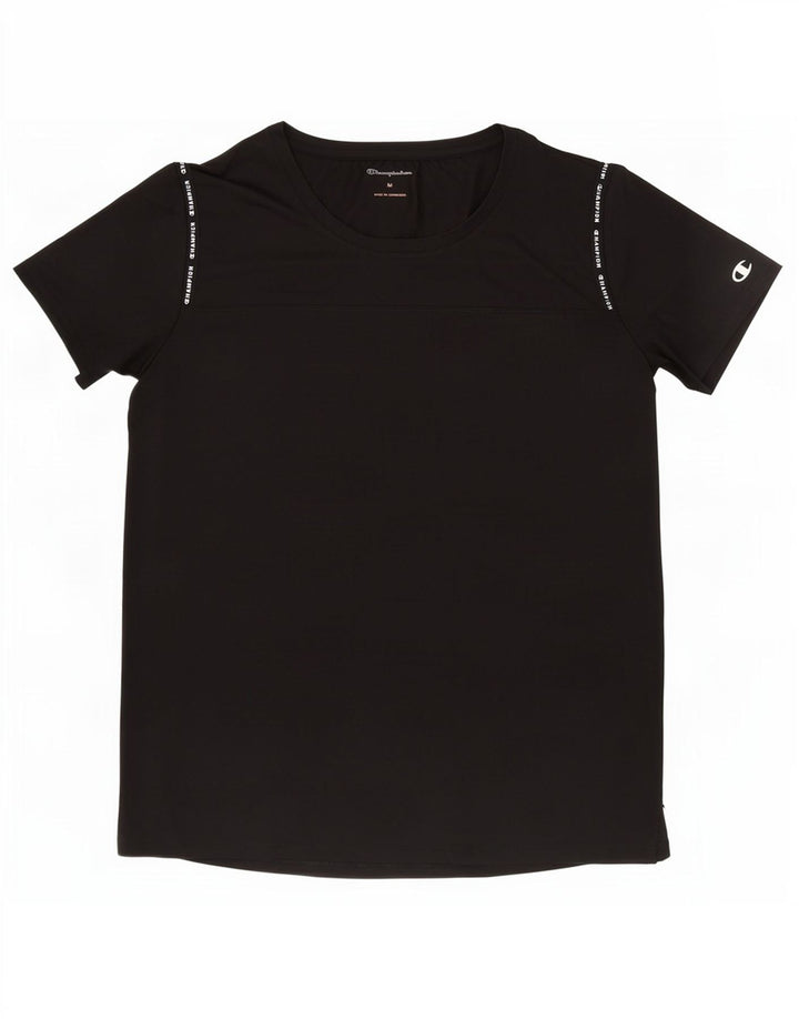 Champion T-shirt graphique pour femme UK 12 Noir moyen Polyester
