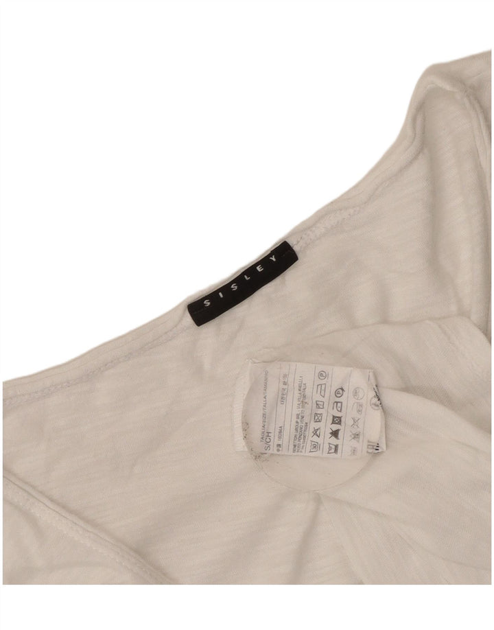 Sisley Womens Crop Vest Top UK 8 Small Blanc Coton