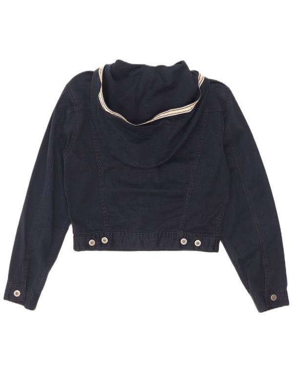 Benetton Veste en jean à capuche surdimensionnée pour femme IT 40 Small Bleu marine