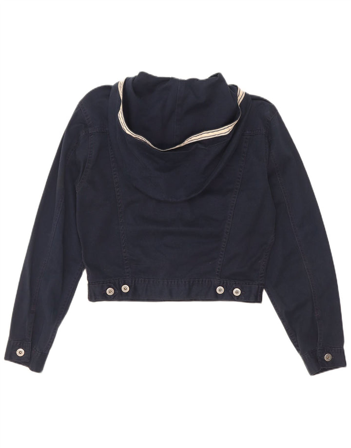 Benetton Veste en jean à capuche surdimensionnée pour femme IT 40 Small Bleu marine