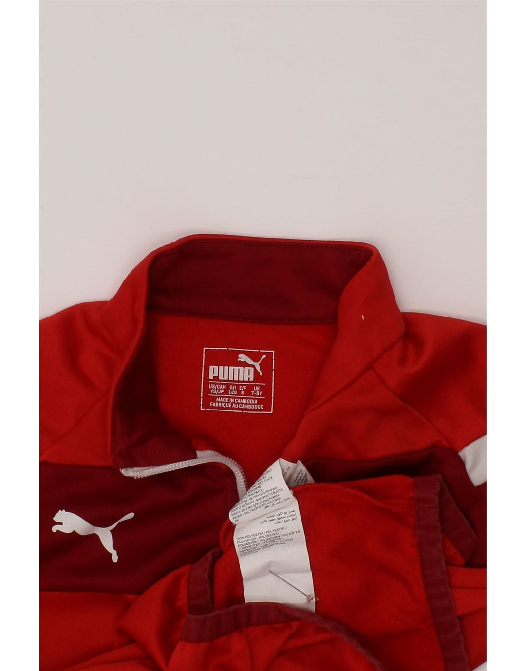 Puma Haut de survêtement à col zippé pour garçon 7-8 ans Rouge Colourblock