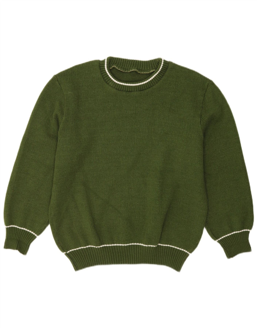 VINTAGE Pull col rond homme vert moyen