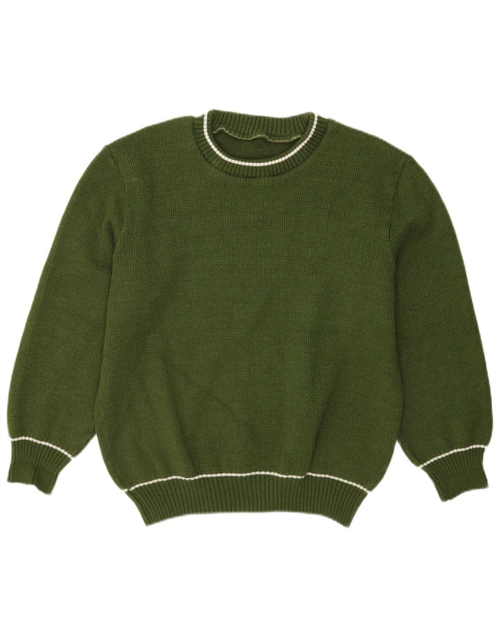 VINTAGE Pull col rond homme vert moyen