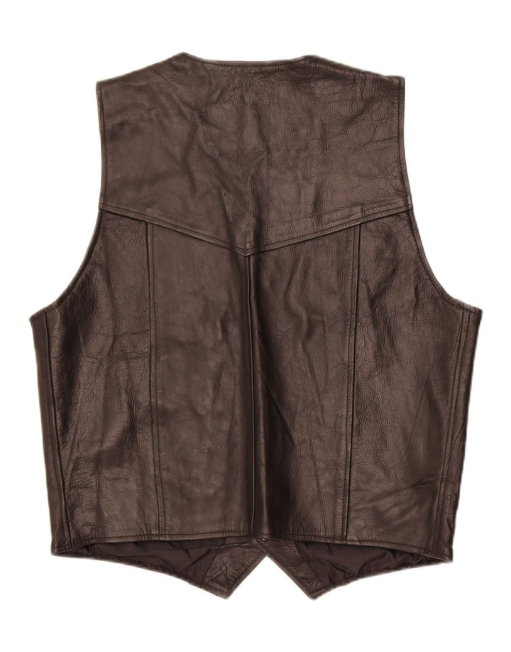 gilet en cuir homme vintage XL cuir noir