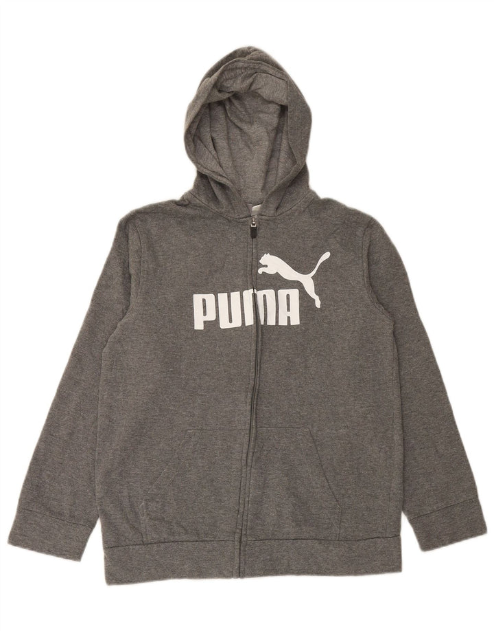 PUMA Pull à capuche zippé graphique pour garçon 12-13 ans Grand gris coton
