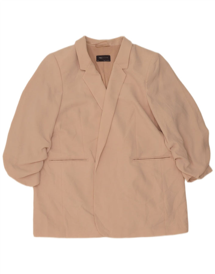 Marks & Spencer Veste blazer ouverte à manches 3/4 pour femme UK 24 4XL Rose