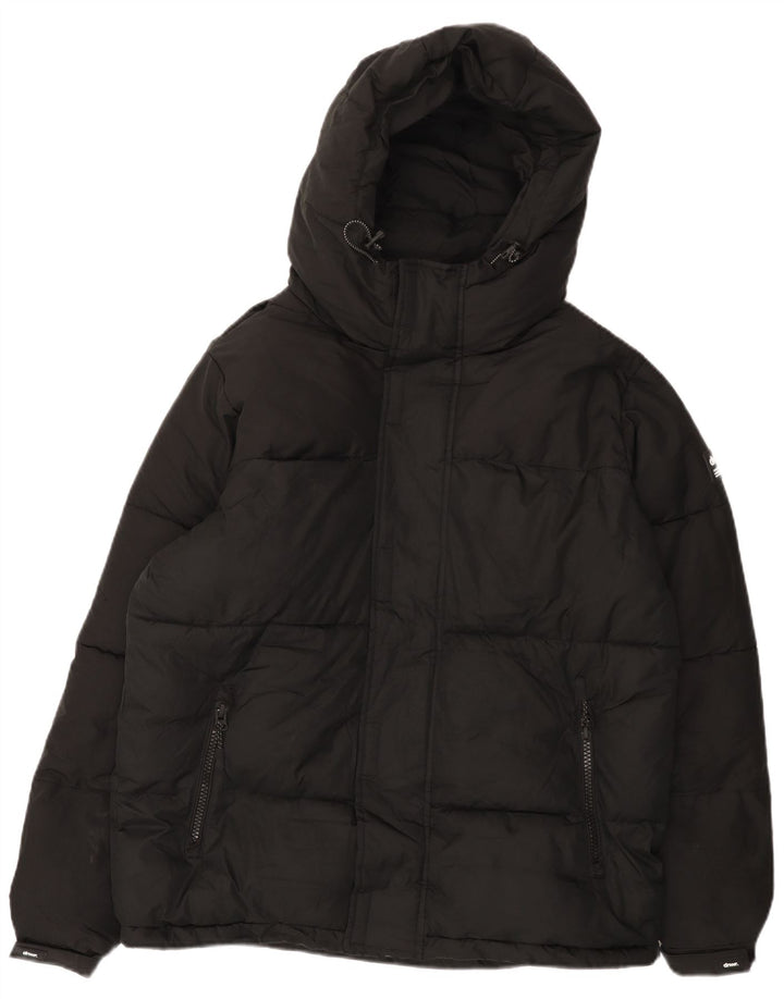 ZARA Veste matelassée à capuche coupe ample pour homme UK 36 Small Noir Polyester