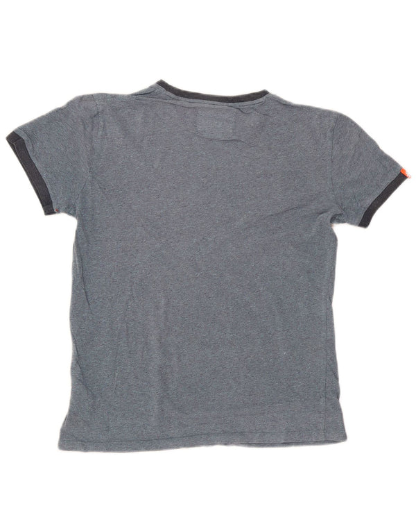 Superdry Homme T-Shirt Top Petit Bleu Marine Coton