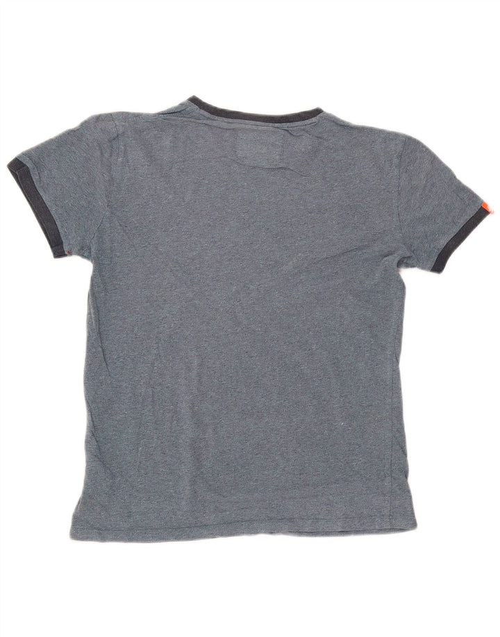 Superdry Homme T-Shirt Top Petit Bleu Marine Coton