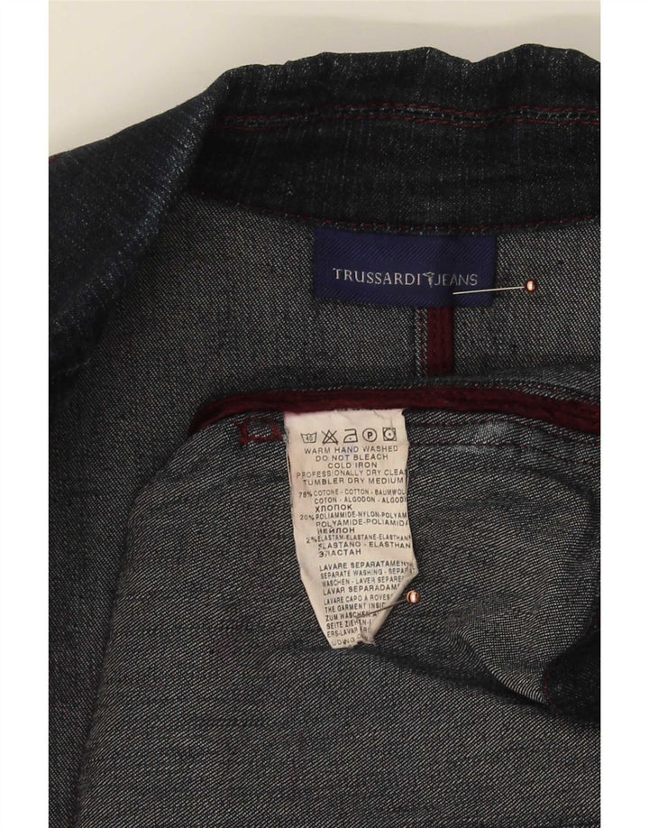 Trussardi Jeans Veste Blazer En Jean À 3 Boutons Femme IT 46 Large Bleu Marine