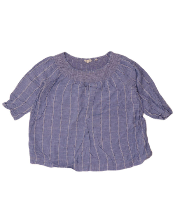 Fat Face Haut court surdimensionné à manches 3/4 pour femme UK 10 Petit bleu rayé