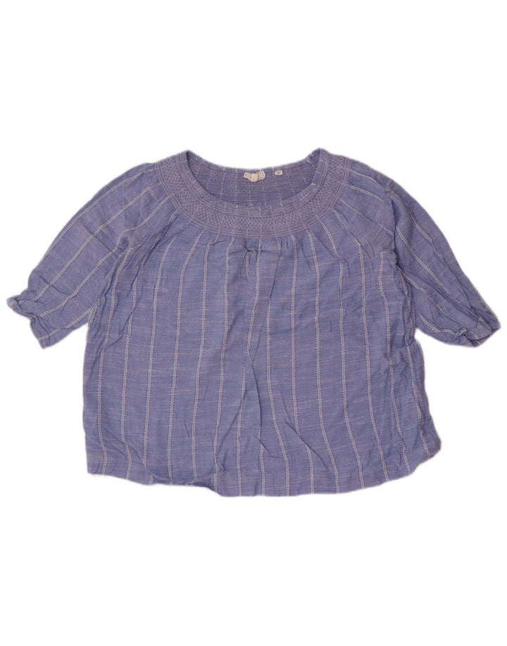 Fat Face Haut court surdimensionné à manches 3/4 pour femme UK 10 Petit bleu rayé