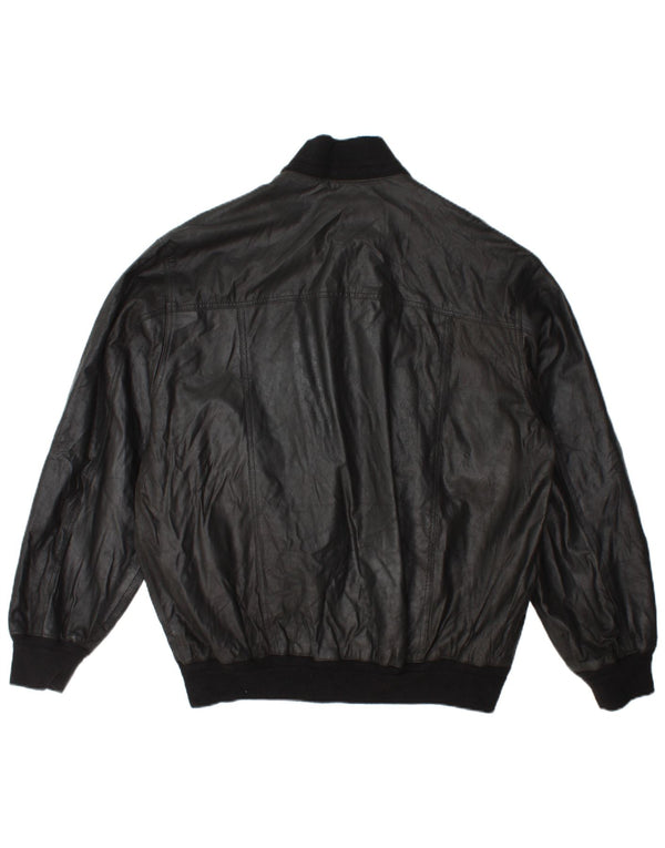 veste en cuir bomber homme vintage IT 54 2XL cuir noir
