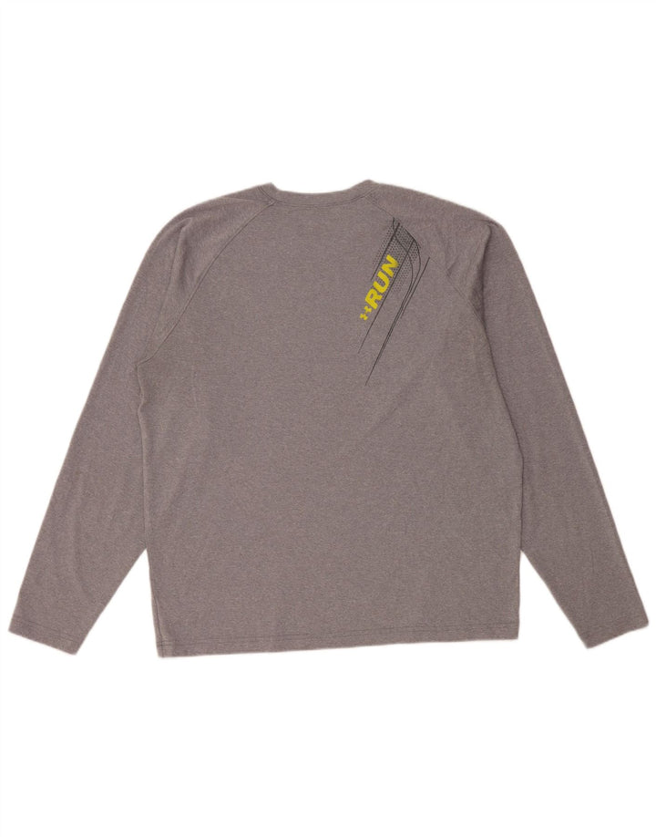 UNDER ARMOUR Haut graphique Heat Gear pour hommes à manches longues en polyester gris moyen