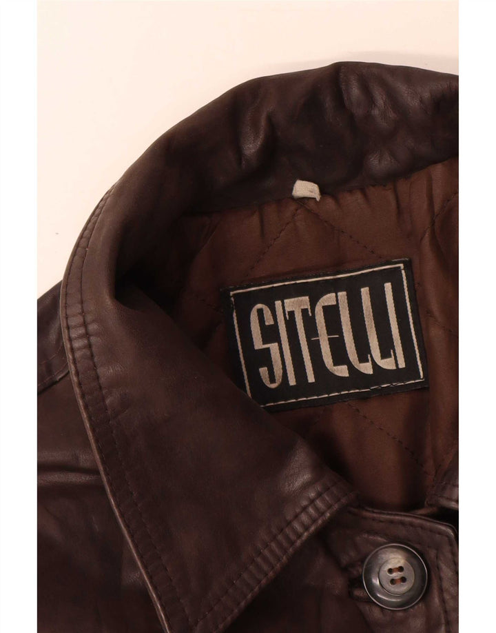Sitelli Veste en cuir pour femme UK 12 Marron moyen