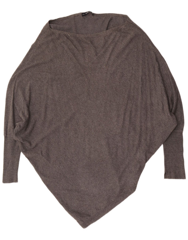 Zara Pull surdimensionné à manches 3/4 et col bateau pour femme UK 16 Large Gris