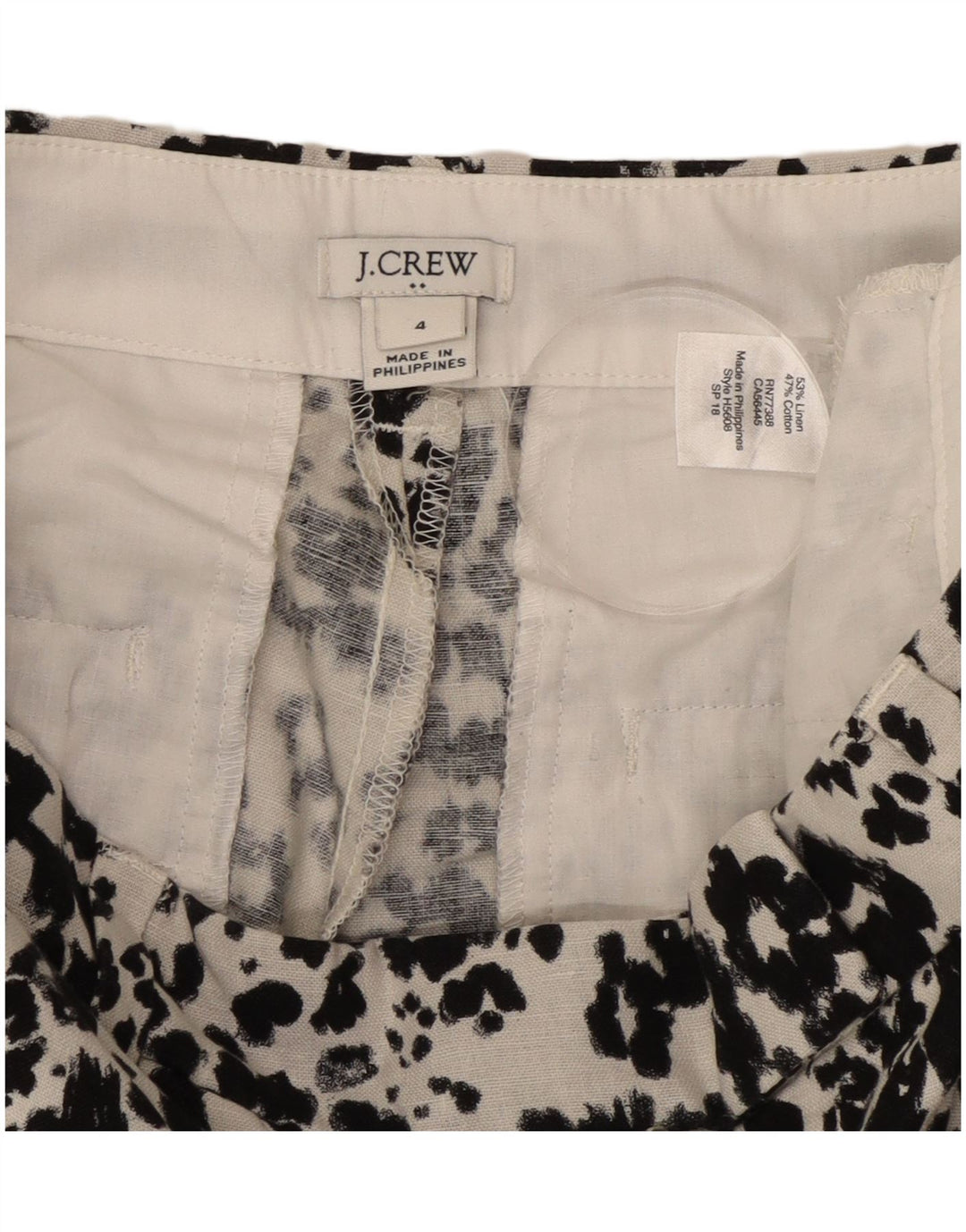 J. Crew Womens Hot Pants US 4 Small W27 Blanc Animal Print Lin