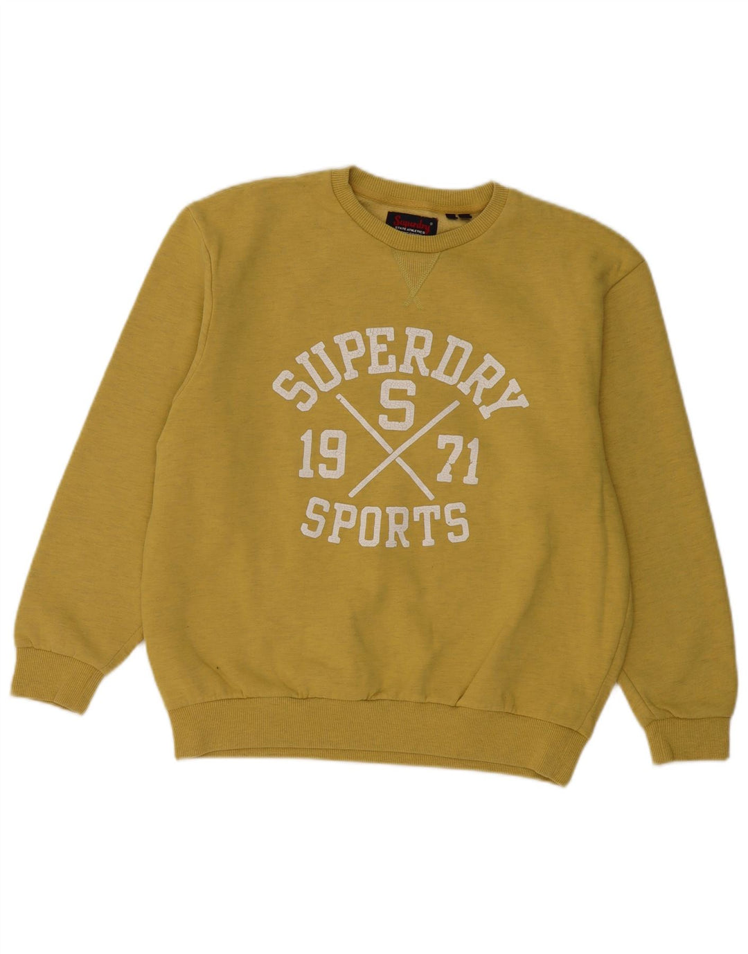 SUPERDRY Sweat-shirt graphique pour femme UK 12, jaune moyen moucheté