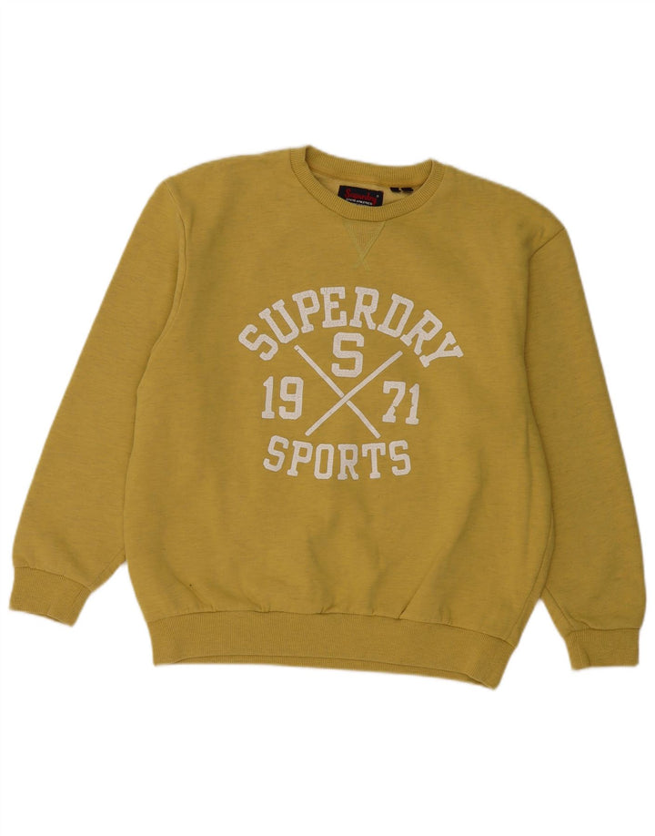 SUPERDRY Sweat-shirt graphique pour femme UK 12, jaune moyen moucheté