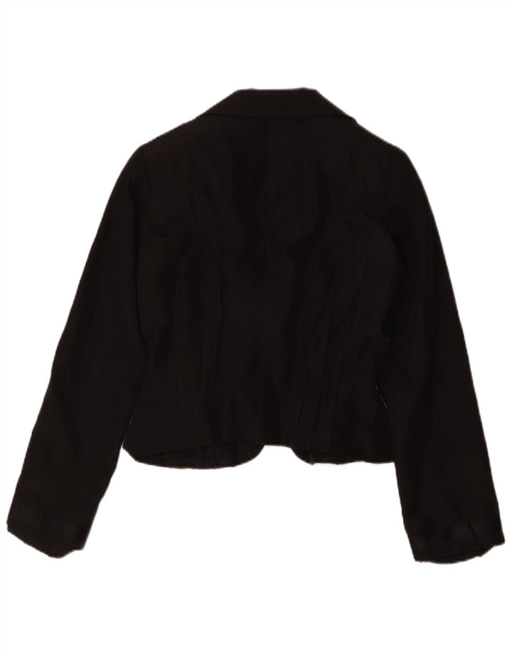 vintage Femme Crop 1 Bouton Blazer Veste IT 42 Acétate Noir Moyen