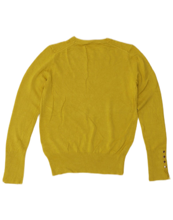 ZARA Pull à col rond pour femme UK 10 Small Jaune Viscose