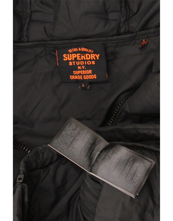 Superdry Veste matelassée à capuche pour hommes UK 40 Large Noir Polyester