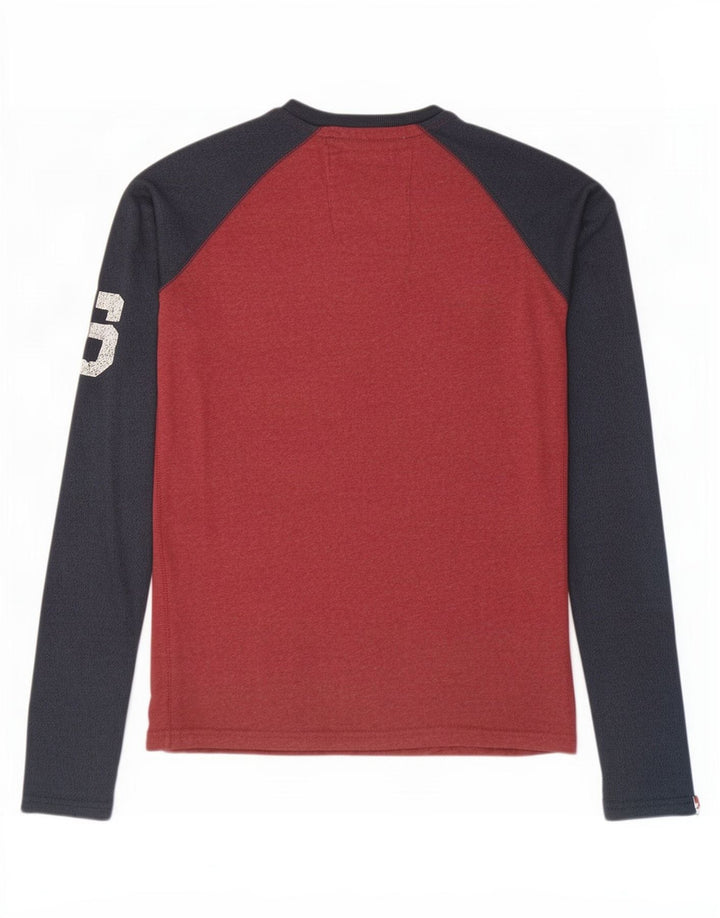 Superdry Haut Graphique à Manches Longues en Coton Colorblock Rouge Moyen Homme