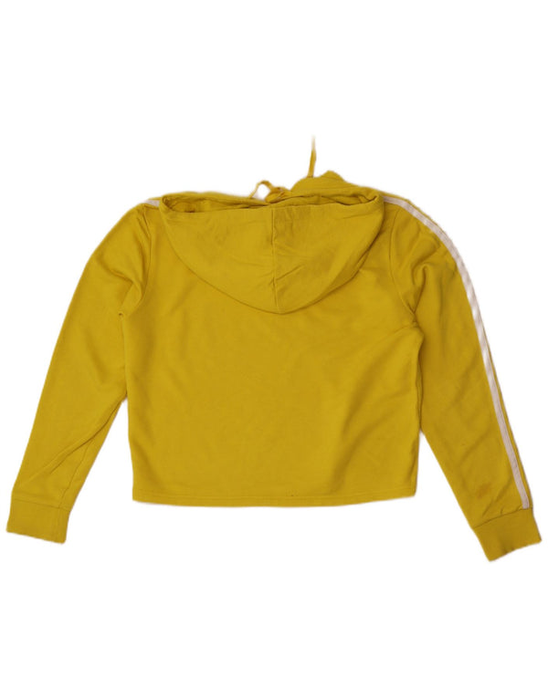 Adidas Pull à capuche court pour femme UK 12/14 Coton jaune moyen