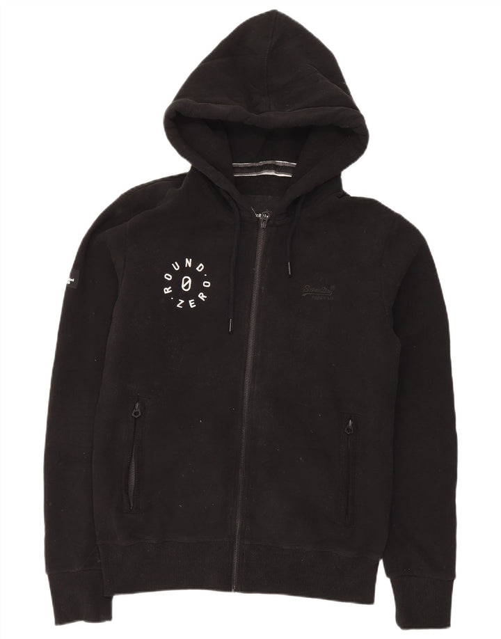 Superdry Pull à capuche zippé en coton noir moyen pour homme