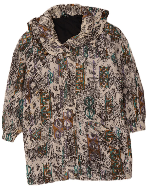 VINTAGE Femmes Coupe-Vent Manteau UK 10 Petit Géométrique Multicolore