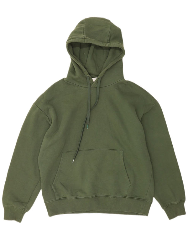 Zara Pull à capuche pour homme en coton vert Large