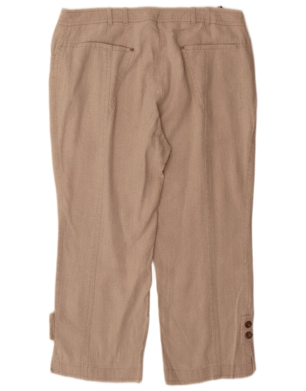 Hirsch Pantalon large décontracté pour femme UK 18 XL W36 L26 Lin beige