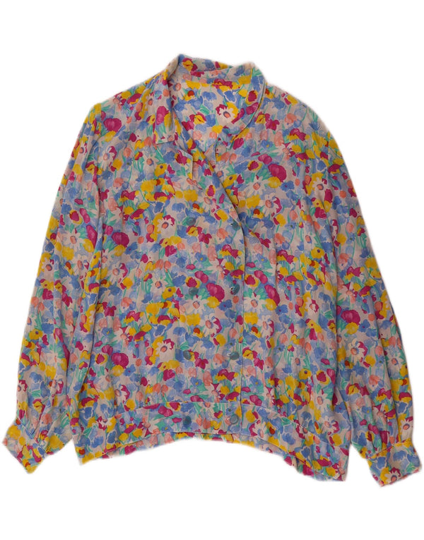 vintage Femme Chemise Blouse UK 18 XL Multicolore Floral