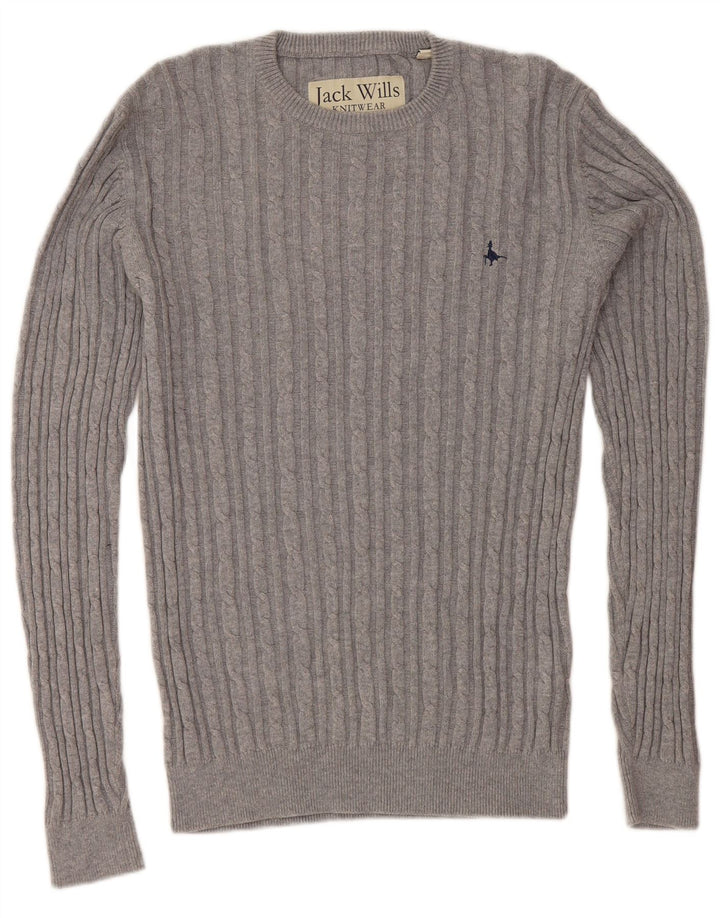 JACK WILLS Pull col rond homme petit gris coton