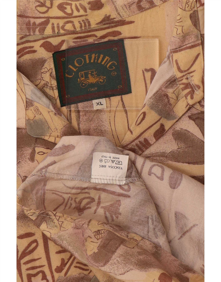 Chemise graphique homme vintage XL Beige Viscose