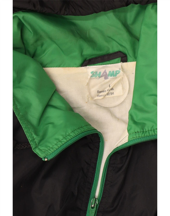 SHAMP Veste de pluie à capuche pour homme UK 40 Large Noir Colourblock Polyamide