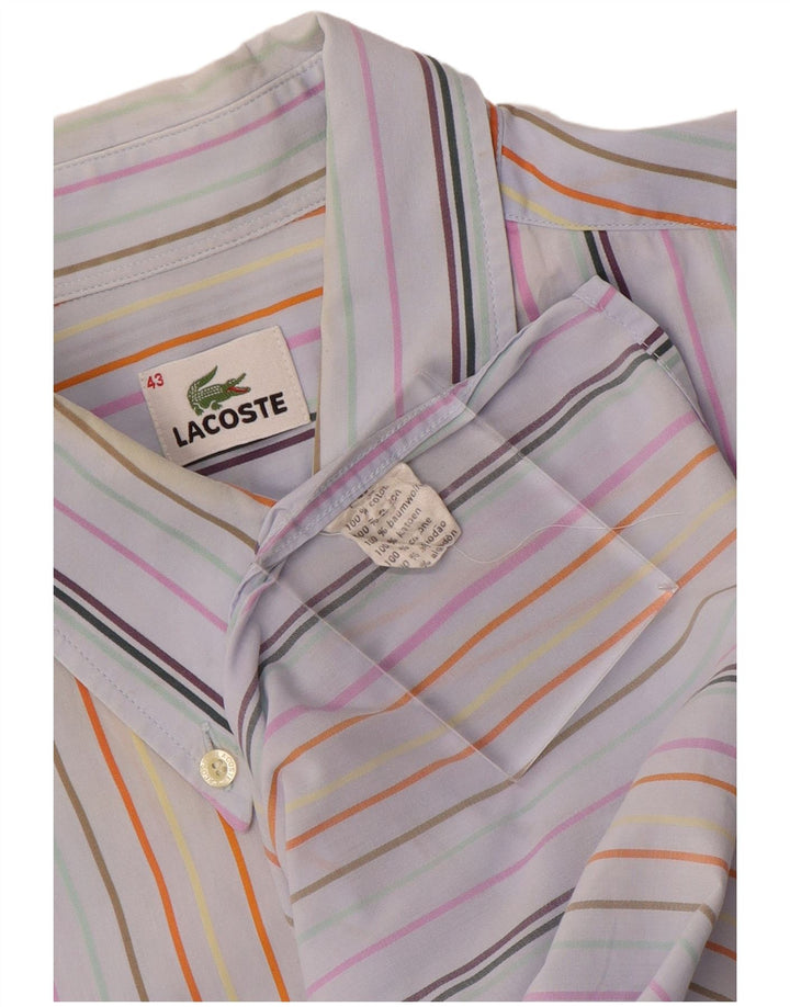 LACOSTE Chemise à manches courtes homme taille 43 grand coton rayé multicolore