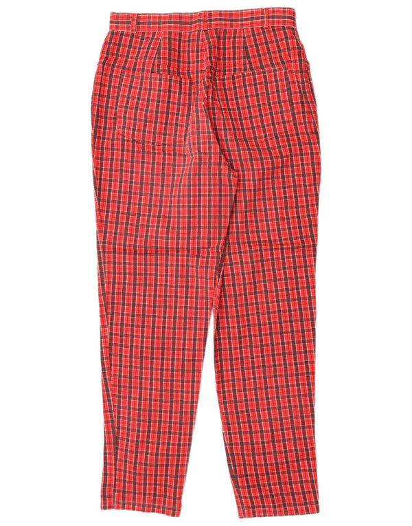 Basics Pantalon décontracté taille haute pour femme UK 16 Large W30 L30 Rouge à carreaux