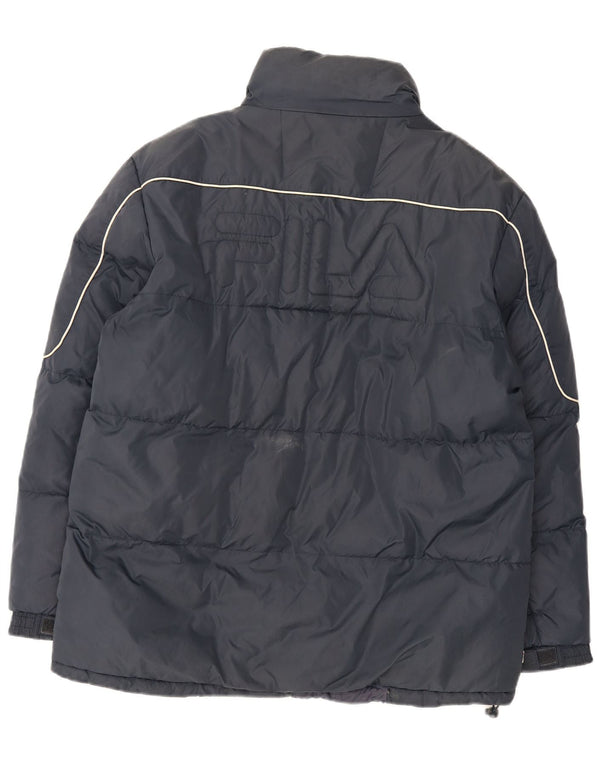 Fila Veste matelassée graphique pour hommes UK 38 Medium Navy Blue Nylon