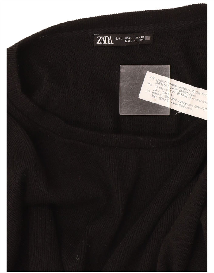 Zara Pull col bateau pour femme UK 16 Large Noir Polyester