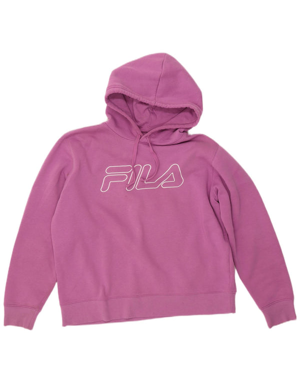 FILA Pull à capuche graphique surdimensionné pour femme UK 16 Large Violet Coton